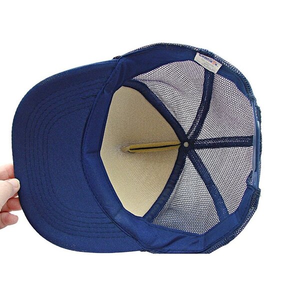 The Sportsman Vintage Snapback Trucker Hat Blue New Design Construction Logo - Picture 5 of 12